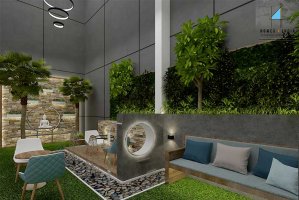 Santosh Kabutare Terrace and Living Room 3D View